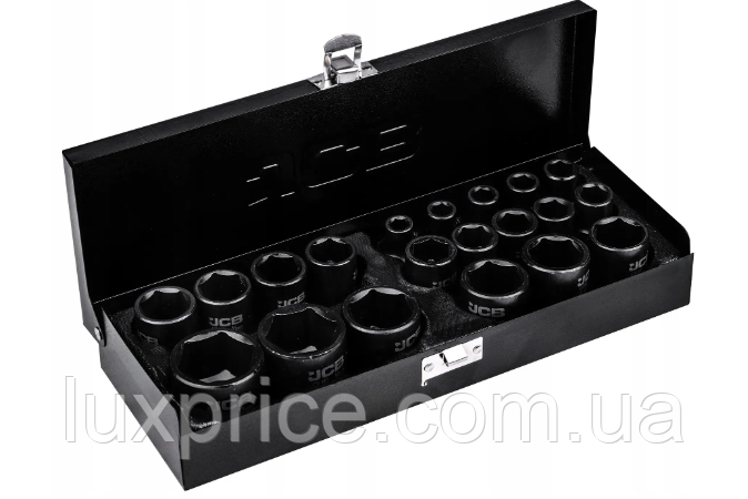 Набір головок ударних в металевому кейсі 20 од. 1/2" (6-гр.) JCB Tools JCB-4203-5MPB, фото 1