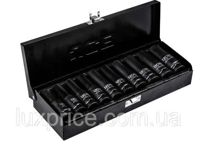 Набір головок глибоких ударних в металевому кейсі 10 од. 1/2" (6-гр.) JCB Tools JCB-4107-5MPB, фото 1