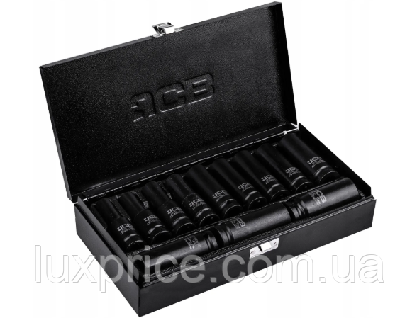 Набір головок ударних глибоких в металевому кейсі 12 од. 1/2" (6-гр.) JCB Tools JCB-4127-5MPB, фото 1