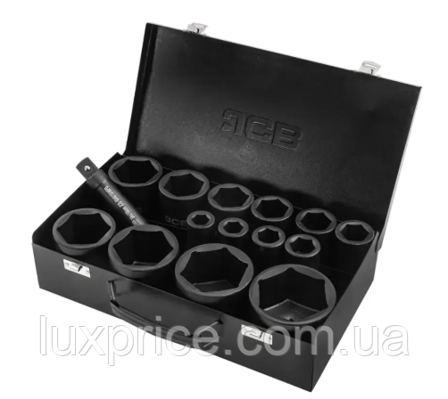 Набір головок ударних глибоких в металевому кейсі 14 од. 3/4'' (6-гр.) (17-65 мм) JCB Tools JCB-6142-5MPB, фото 1