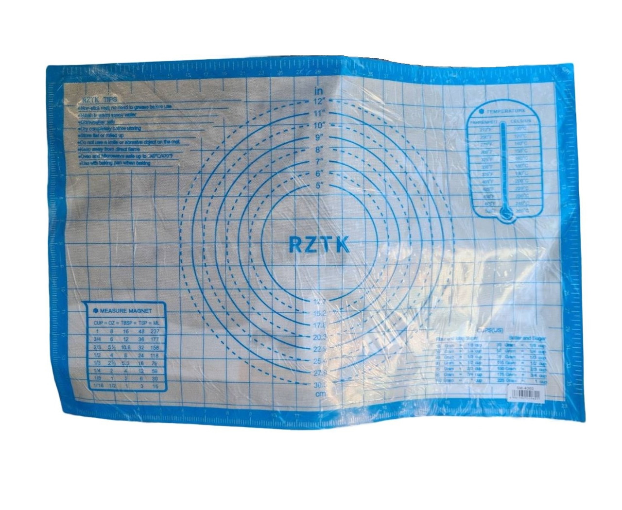 Килимок силіконовий для розкатки тіста RZTK 400х600 мм з розміткою синій, фото 1