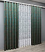 Комплект (2шт 1x2,7м + 3х2,7м) штор жакард "Fantasy" з тюлем, колір смарагдовий з білим (1633ш-1783т) 71-048/1, фото 3