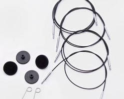 Волосінь (кабель) 76 см для знімних кругових спиць KnitPro Чорна (срібний конектор)