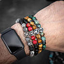 Чоловічий браслет зі знаком Зодіаку Близнюки з натурального каміння, фото 3