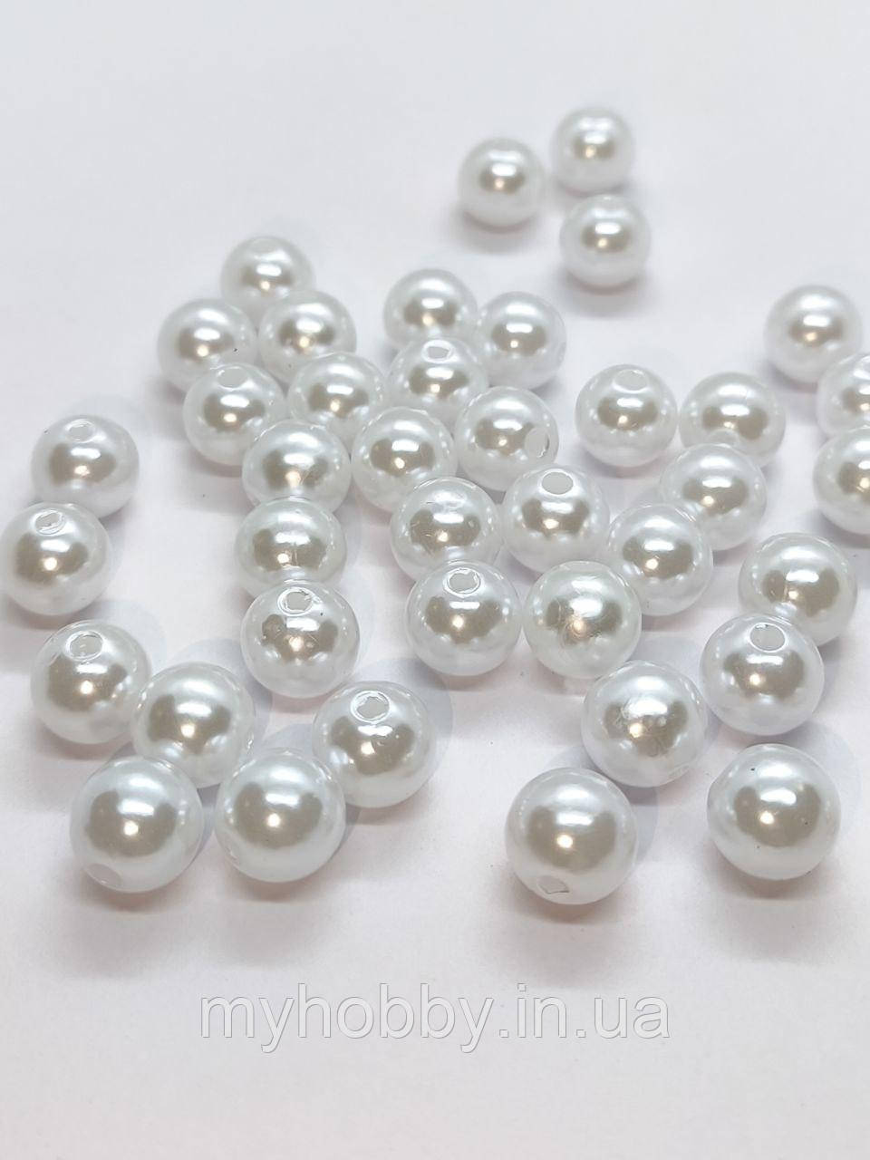 Намистини акрилові 10мм (+-50шт) Білі, фото 1