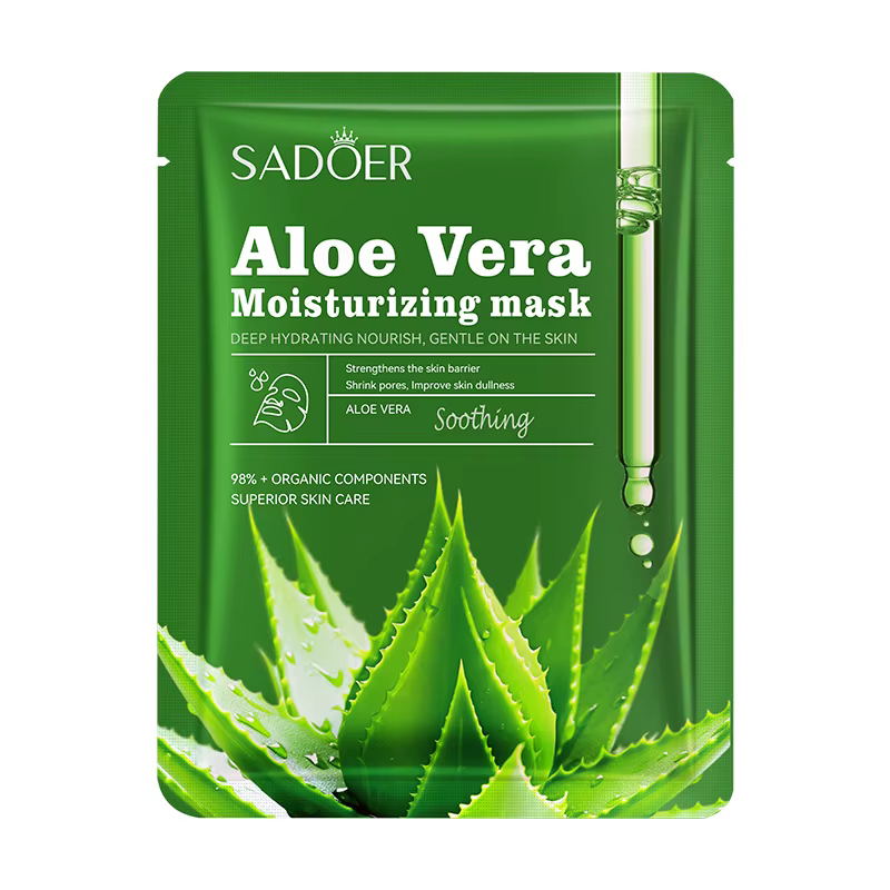 Тканинна маска для обличчя SADOER Aloe Vera зволожуюча, заспокійлива 25 г