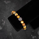 Чоловічий раслет зі знаком Зодіаку Телець натурального каміння, фото 4