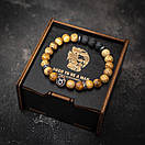 Чоловічий раслет зі знаком Зодіаку Телець натурального каміння, фото 2