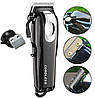 Машинка для стрижки волосся Gemei GM-805 10 Вт 4 насадки Чорний, фото 4