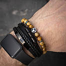 Чоловічий раслет зі знаком Зодіаку Телець натурального каміння, фото 3