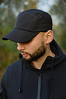 Тактична кепка soft shell чорна, чоловіча повсякденна бейсболка чорного кольору, військовий головний убір із софтшелу для спорту