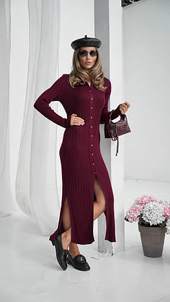 Жіноча бавовняна сукня максі прямого крою із гудзиками по всій довжині Smof9472, фото 1