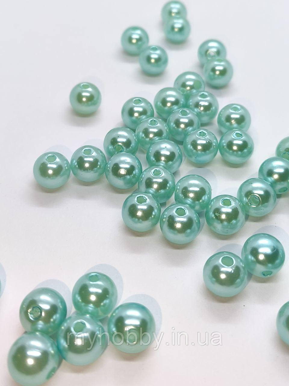 Намистини акрилові 10мм (+-50шт) Бірюзові, фото 1
