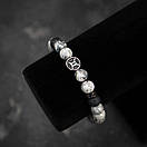 Чоловічий браслет зі знаком Зодіаку Близнюки з натурального каміння, фото 5