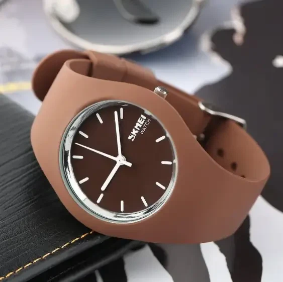 Годинник Skmei 9068CF Coffee жіночий | Класичний кварцовий годинник з датою, кавовий колір, фото 1