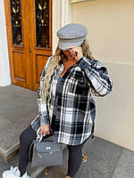 Сорочка жіноча трендова у клітинку з байки у кольорах (Батал), фото 3