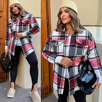 Сорочка жіноча трендова у клітинку з байки у кольорах (Батал)