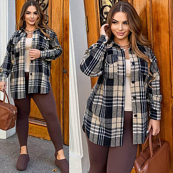 Сорочка жіноча трендова у клітинку з байки у кольорах (Батал)