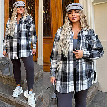 Сорочка жіноча трендова у клітинку з байки у кольорах (Батал)