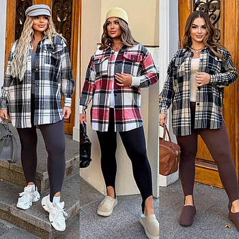 Сорочка жіноча трендова у клітинку з байки у кольорах (Батал)