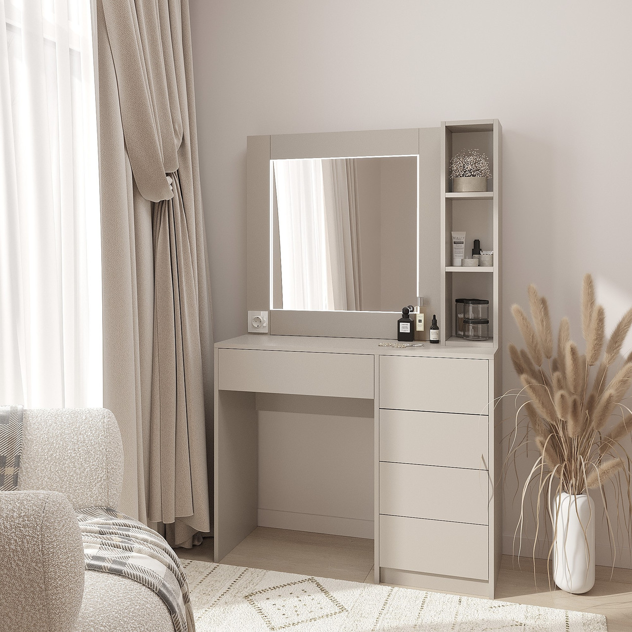 Туалетний столик з LED підсвіткою 1600х1000х380 мм Кашемір, фото 1