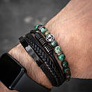 Чоловічий раслет зі знаком Зодіаку Риби з натурального каміння, фото 3