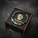 Чоловічий раслет зі знаком Зодіаку Риби з натурального каміння, фото 2