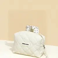 Женская стеганая косметичка - портативный ручной косметический органайзер с несколькими отделениями, компактна