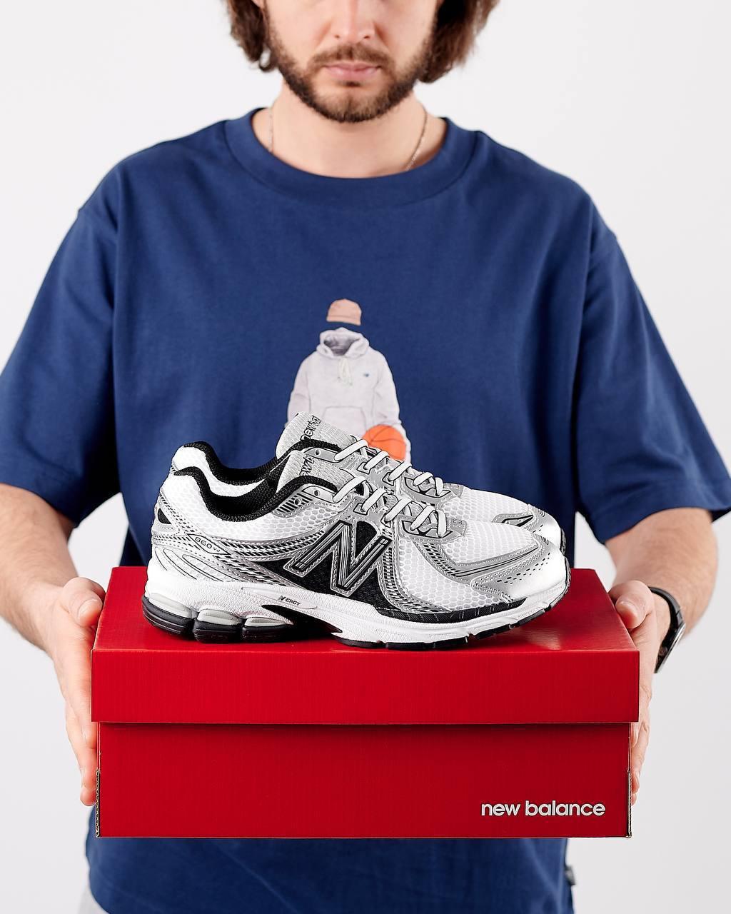 Чоловічі кросівки New Balance 860 v2 White Black (Білі) Взуття Нью Беланс 860 шкіра сітка демісезон В'єтнам, фото 1