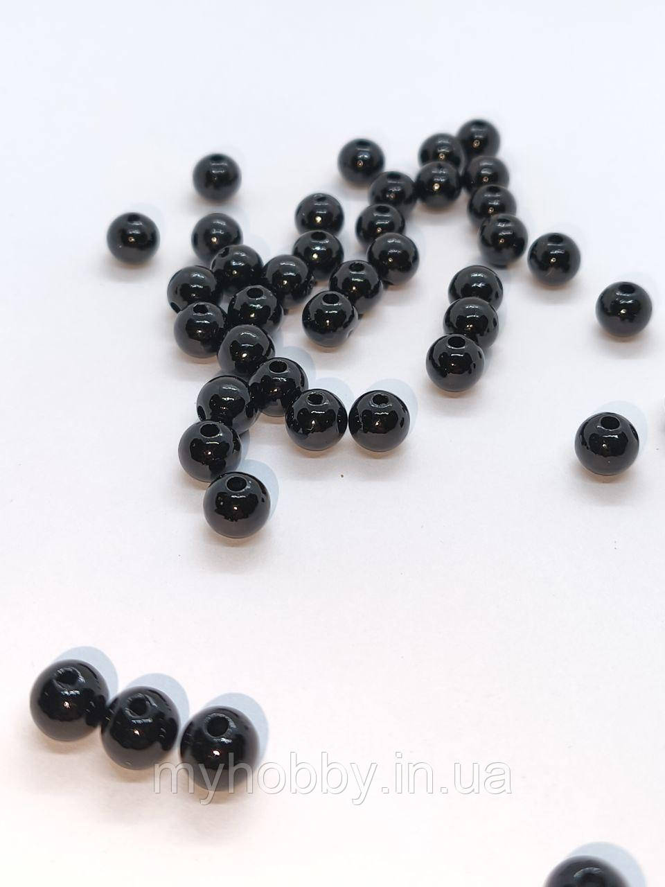 Намистини акрилові 8мм (+-50шт) Чорний, фото 1
