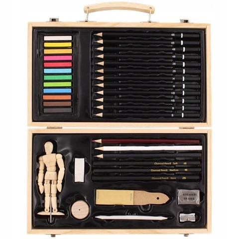 Подарунковий художній набір для малювання з манекеном Van Bleiswijck в дерев’яному кейсі (37 предметів)