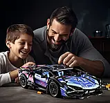 Конструктор Cyberpunk Lambo Purple 1288pcs спортивна модель з підсвіткою, фото 3