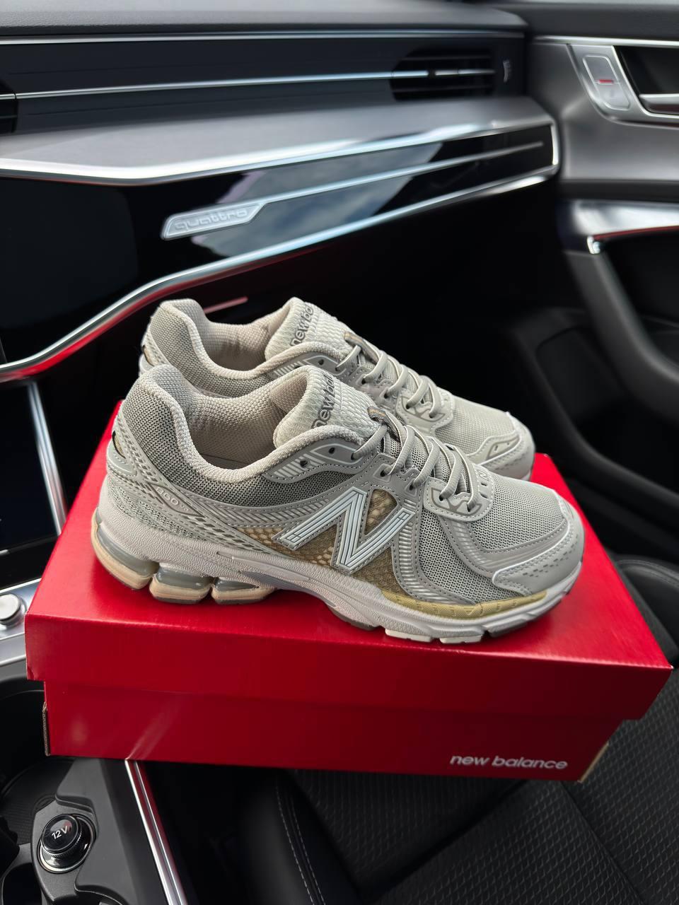 Чоловічі кросівки New Balance 860 v2 Grey Beige Gold бежеві Взуття Нью Беланс 860 шкіра сітка демісезон В'єтнам, фото 1