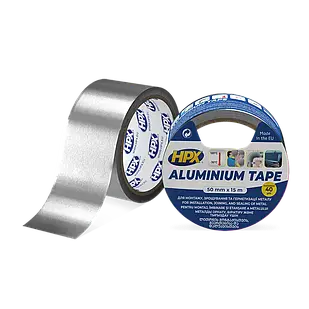 HPX AL 120°С 40мкм - 50мм x 15м - високотемпературна алюмінієва клейка стрічка (алюмінієвий скотч)