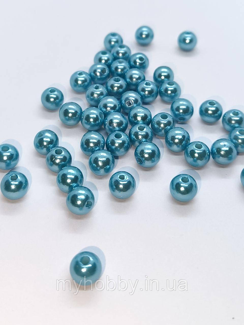 Намистини акрилові 8мм (+-50шт) темно бірюзовий, фото 1