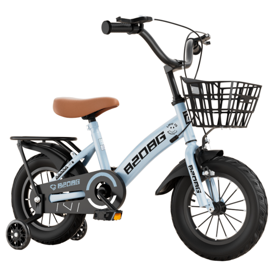 Дитячий велосипед 12 дюймів 818-A з кошиком і багажником сталева рама, допоміжні колеса, фото 1