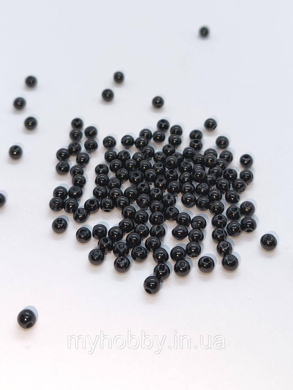 Намистини акрилові 4мм (+-200шт) Чорні, фото 1
