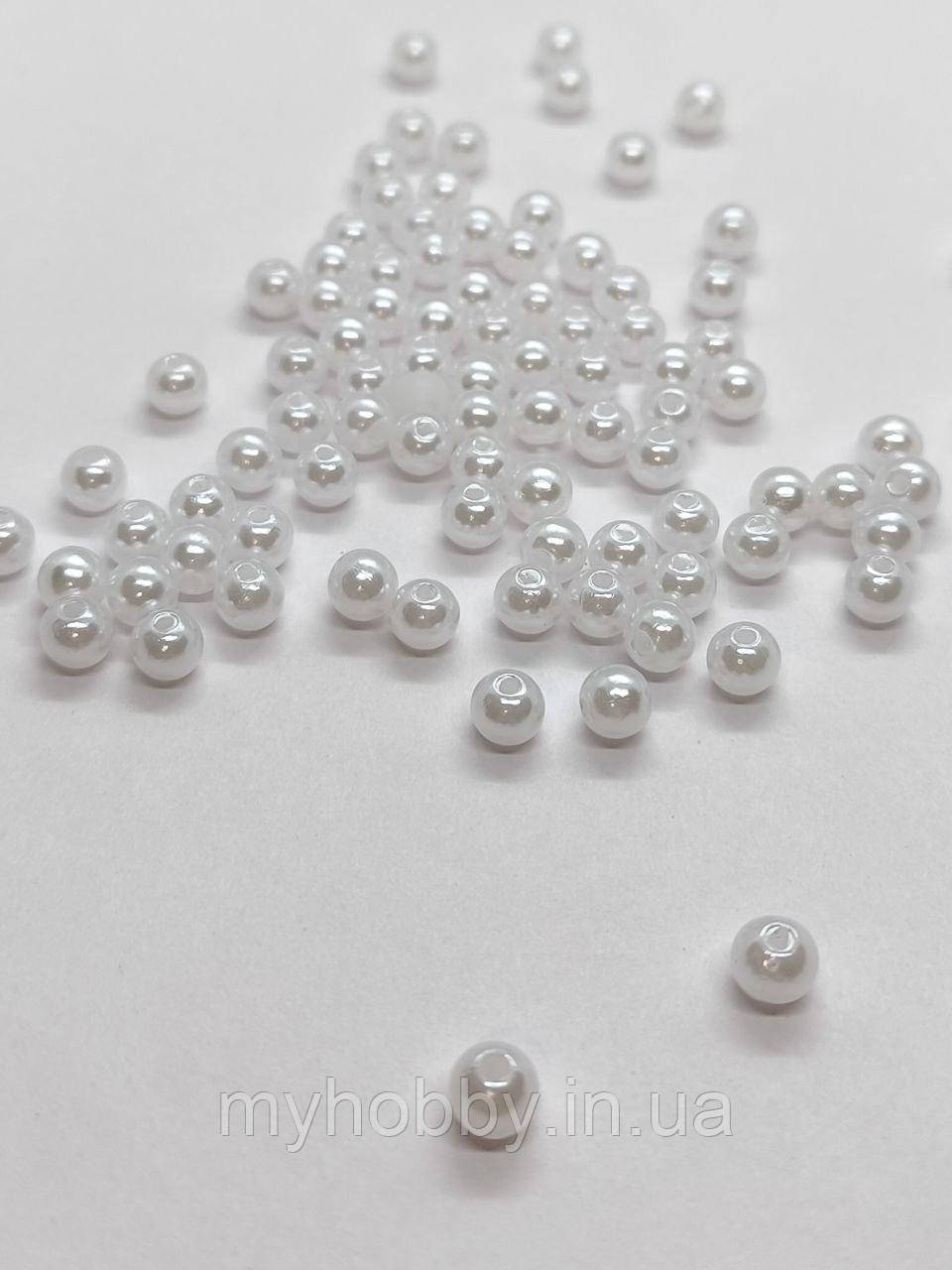 Намистини акрилові 6мм (+-100шт) Білі, фото 1