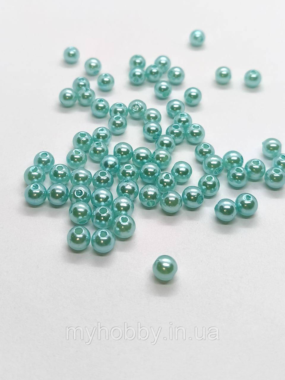 Намистини акрилові 6мм (+-100шт) Бірюзові, фото 1