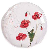 Тарелка 20 см керамическая глазурованная Маки Акварель