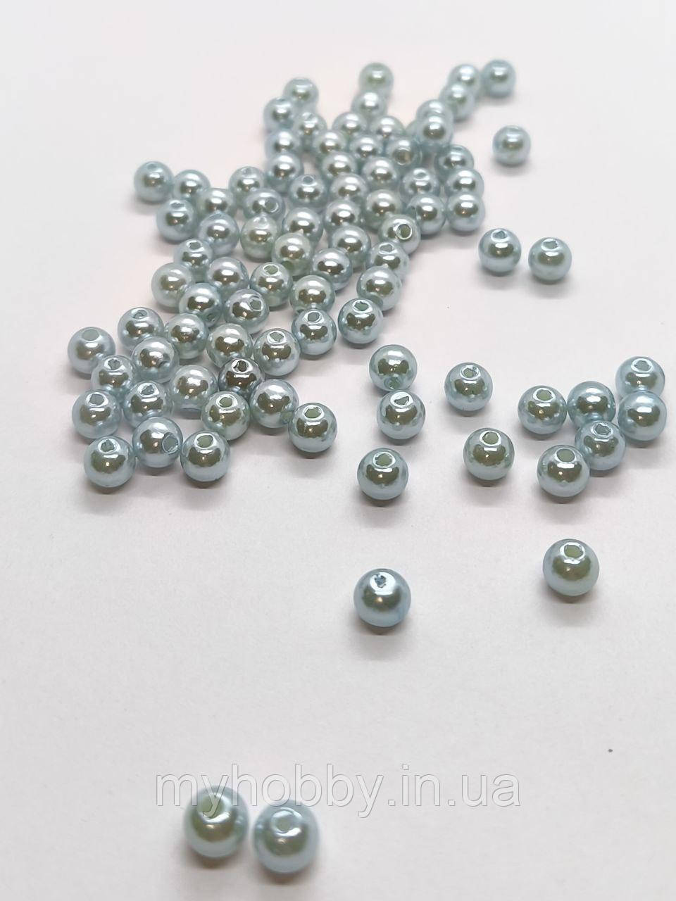 Намистини акрилові 6мм (+-100шт) Блакитні, фото 1