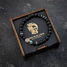 Чоловічий раслет зі знаком Зодіаку Рак з натурального каміння, фото 2