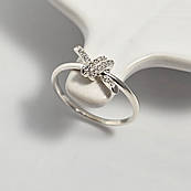 Срібна каблучка з білими каменями круглими цирконами