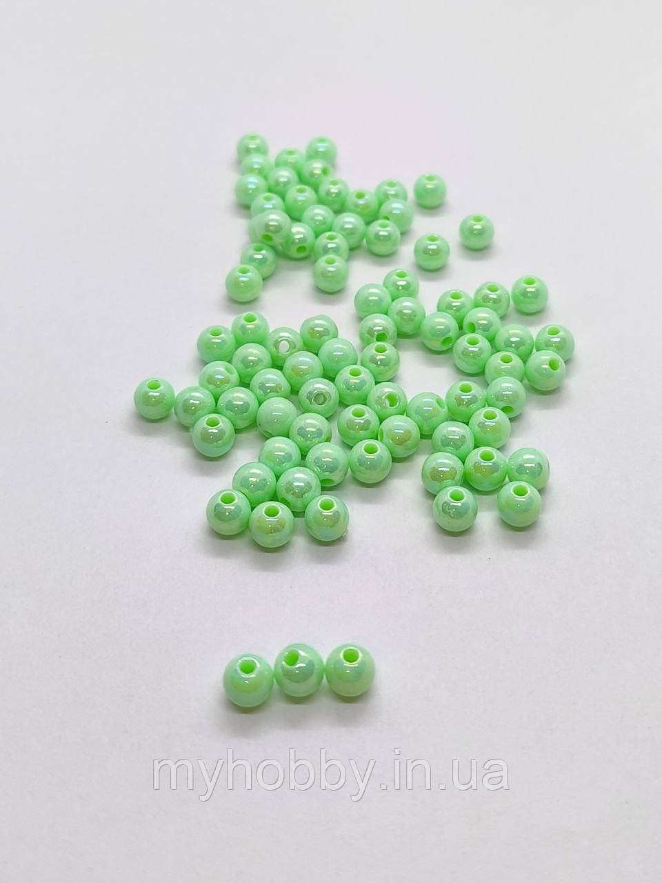Намистини акрилові 6мм М'ятні (+-100шт), фото 1