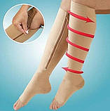 Гольфи компресійні для профілактики варикозу Zip Sox з блискавкою розмір L/XL 2 шт Бежевий, LY-105-L/XL-Beige, фото 4