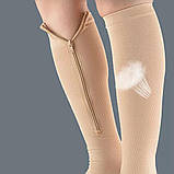 Гольфи компресійні для профілактики варикозу Zip Sox з блискавкою розмір L/XL 2 шт Бежевий, LY-105-L/XL-Beige, фото 5