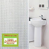 Силіконова шторка для ванної кімнати з 3D-ефектом, розмір 180х180 см, біло-прозора, фото 5