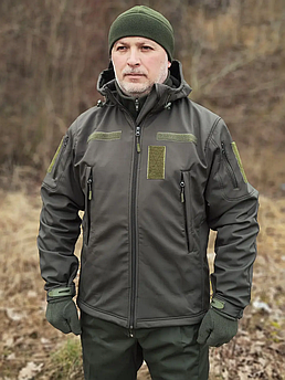 Куртка тактична Softshell утеплена Олива | Куртка військова Софтшелл 42