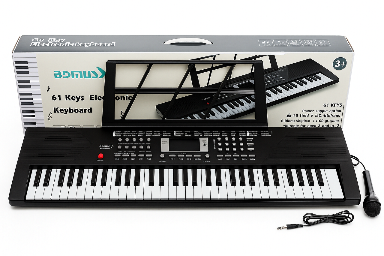 Дитяче піаніно-синтезатор BD-611 з мікрофоном, музичний інструмент для дітей, іграшкове електронне піаніно, фото 1