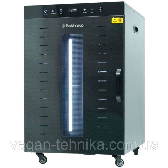 Комерційний дегідратор із нержавіючої сталі Tekhniko DH-16H-BK (16 металевих лотків 40 × 38 см) – професійна сушарка для фруктів, овочів, пастили, грибів, риби та м’яса